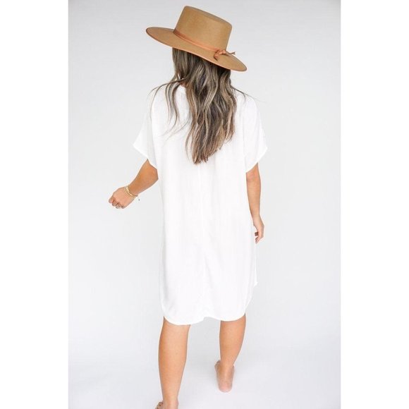Bobi Ivory Lace up Front Tunic Dress New Women's Mini Boho Coverup - Picture 7 of 8
